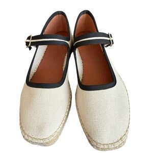 Anthropologie Elegant White and black Mary Jane Espadrilles Sz37